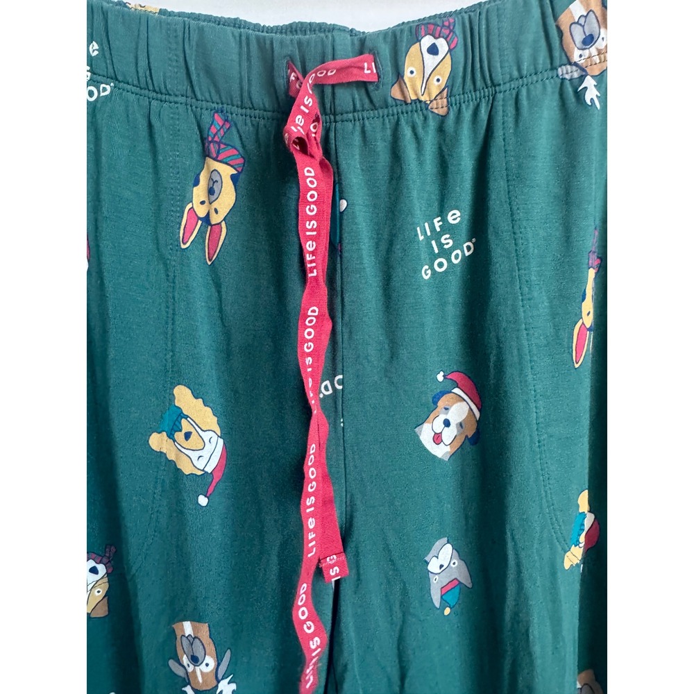 Life is Good Womens Holiday Pup Pajama Pants Green Christmas Dog Print Large NWT - Picture 5 of 7